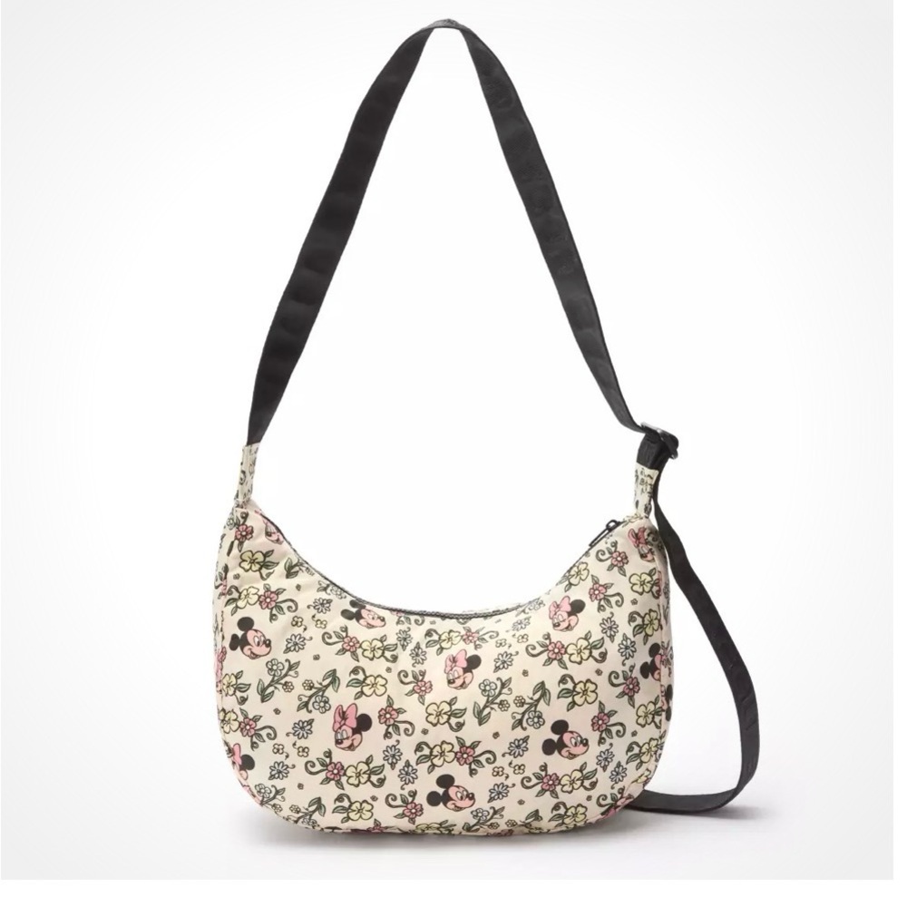 Baggu Disney Medium Nylon Crescent Bag  Mickey Minnie Storybrook Floral- NWT